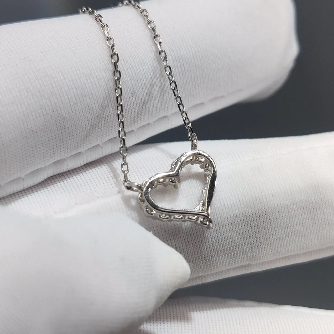 Classic 10K White Gold Total 1 Carat Brilliant Cut Pass Diamond Tester D Color Moissanite Heart Pendant Necklace Women Jewelry