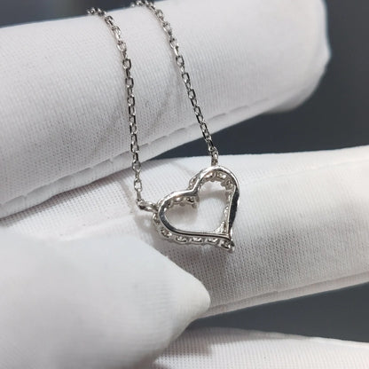 Classic 10K White Gold Total 1 Carat Brilliant Cut Pass Diamond Tester D Color Moissanite Heart Pendant Necklace Women Jewelry