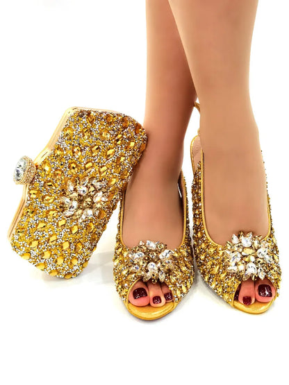 New Silver Color Nigerian Women's Shoes and Bags Party  African Fashion Shoes and Bags Wedding Shoes and Bags