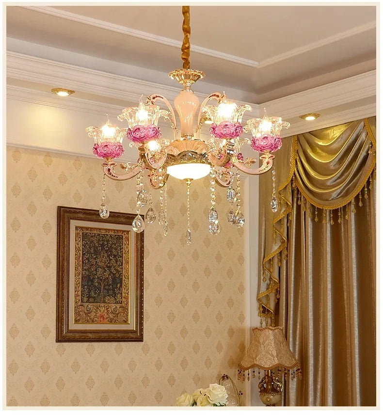 Luxury Living Room Chandelier Crystals Glass Hall Main Pendant Lamps Restaurant Bedroom French Creative Hanging Light Luminaire