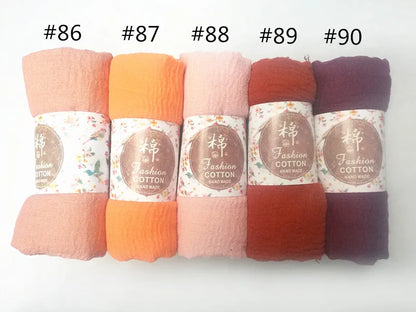12pcs/lot Plain Wrinkle Wrap Cotton Viscose Long Shawl Scarf Women Crinkle Hijab Shawl Muslim Head Hijab scarf wholesale