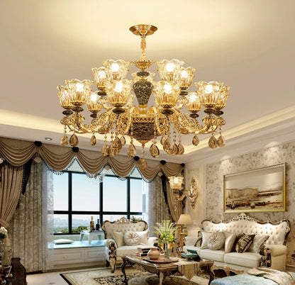 French Luxury Crystals Chandelier Living Room Bedroom Lamps Atmosphere Minimalist Ceramic Bedroom Crystal Lamp Villa Light Stair
