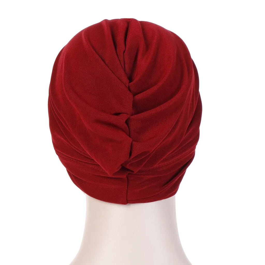 H117 Forehead criss Cross Muslim Turban Pure Color Stretch Inner Hijabs For Caps Ready To Wear Women Head Scarf Under Bonnet