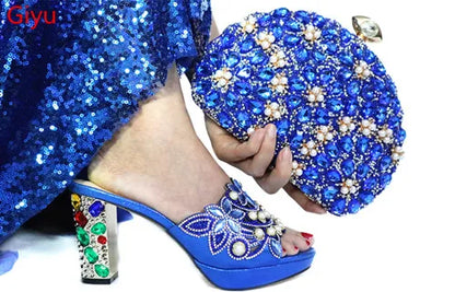 doershow beautiful Italian gold Shoes And Bag Sets For Evening Party With Stones Italian Leather Handbags Match Bags! HTG1-9