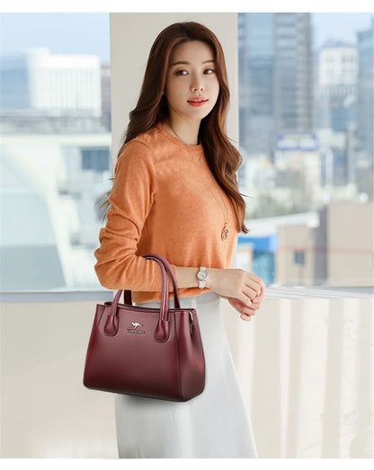 2 Layers Leather Luxury Handbags Women Bags Designer Handbags High Quality Small Casual Tote Bags For Women Shoulder Bag Winter