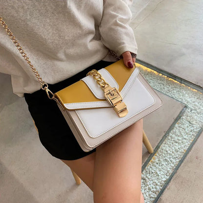 Yogodlns Small Summer Contrast Color PU Leather Crossbody Bags For Women New  Chain Shoulder Messenger Handbags Lady Hand Bag