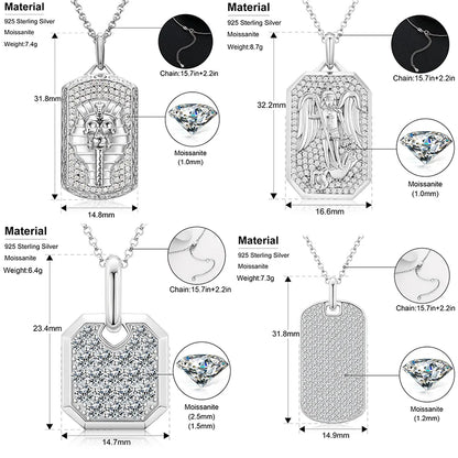 Moissanite Silver Necklace Tag Series Pendant For Women Men 925 Sterling Silver Hip Hop Fine Jewelry Iced Out Pendant New 2022