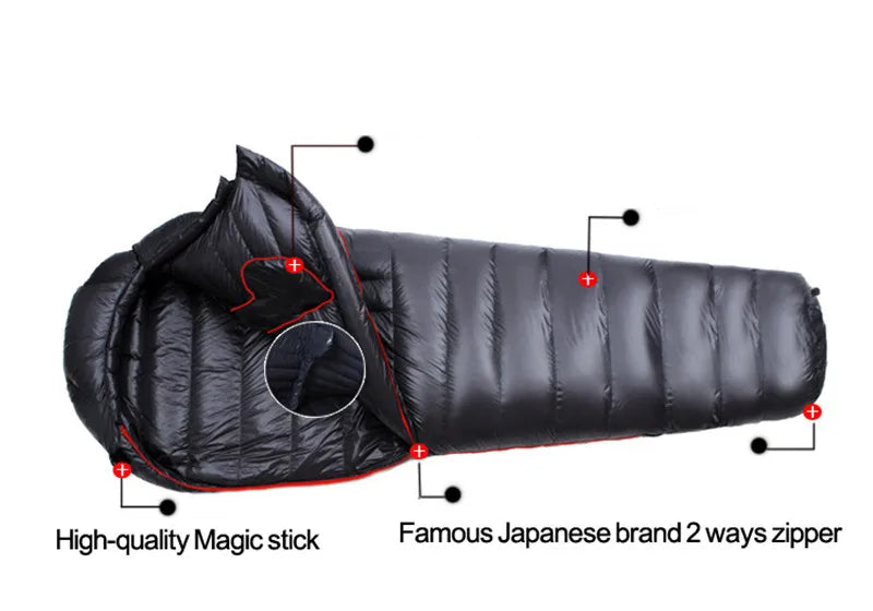 Upgraded High-grade White Goose Down Camping Sleeping Bag with Water Repellent Treatment Warm Insulated Fit for Cold Weather