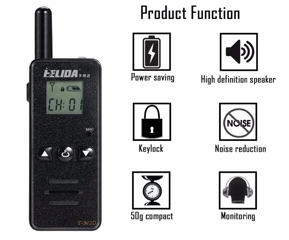 Super Mini  Two Way Radio T-M2D Mini Walkie Talkie, 128 Channels, 400-520MHz,