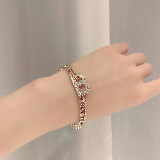 New Fashion Japan Korea Super Shine Rhinestone Word Bracelets Temperament Charm Bracelets on Hand Luxury Jewelry Accessories