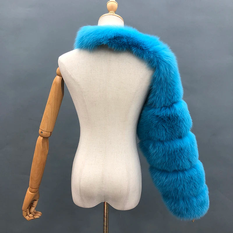 Fur Sleeve Women Fashion Luxury Real Fox Fur Coat Single Sleeve New Arrival