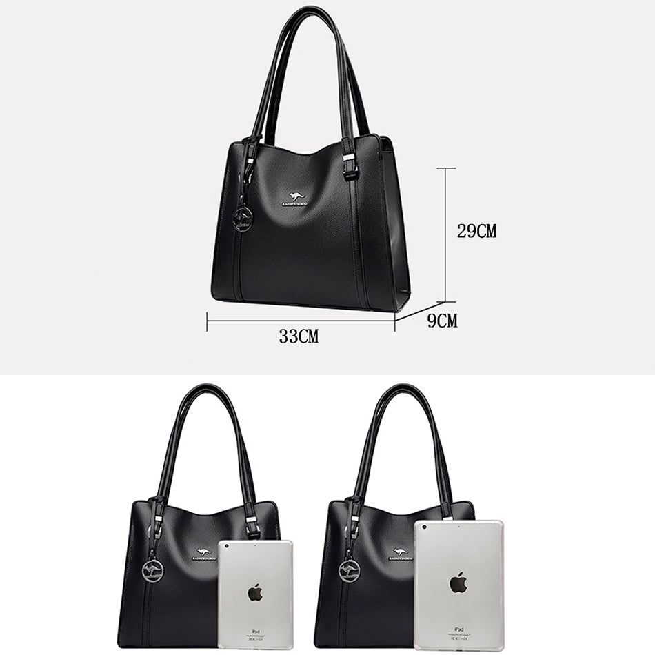 Genuine Soft Pu Leather Handbags for Women Vintage Shoulder Tote Bag Luxury Designer Ladies Large Capacity Purse Bags Sac A Main