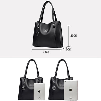Genuine Soft Pu Leather Handbags for Women Vintage Shoulder Tote Bag Luxury Designer Ladies Large Capacity Purse Bags Sac A Main