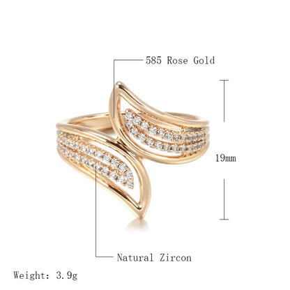 JULYDREAM Personality Cross Design Double Zircon Rings 585 Gold Color Wedding Party Luxury Women Jewelry Gothic Accessories