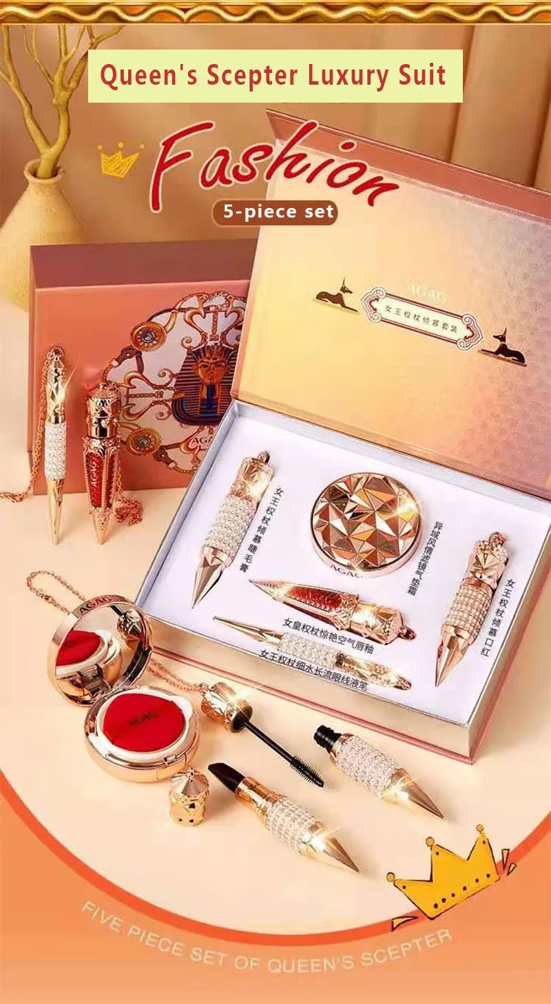 NEW Cosmetic Makeup Set Air Cushion Finishing Powder Face Powder Pearly Lustre Eyeliner Non-Stick Cup 3 Colors Lipstick Kit
