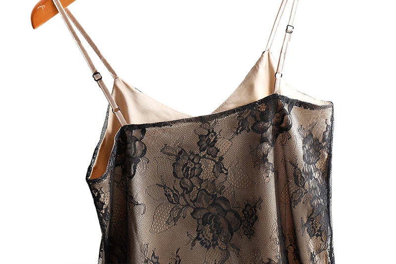 Sexy Lace Spaghetti Strap Top Women Halter V Neck Basic Cami Sleeveless Satin Silk Tank Tops Summer Camisole Plus Size