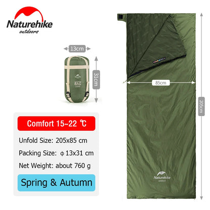 Naturehike Sleeping Bag LW180 Outdoor Ultralight Portable Waterproof Summer Sleeping Bag Envelope Cotton Camping Sleeping Bag