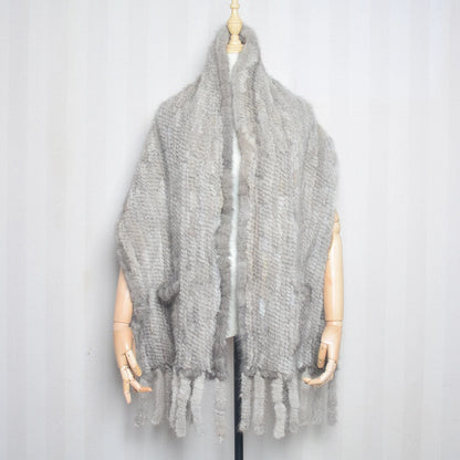 2026 Hot Sale Long Style Winter Warm Real Natural Mink Fur Scarf Real Mink Fur Shawl Fashion Women Knitted Real Mink Fur Scarves