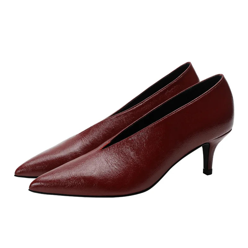 Sandals Luxury Brand Sexy Dress Shoes Elegant Chunky High Heeeled Pumps Sexy Pointed Toe Evening Shoes Women Shoes V Cut Shoes