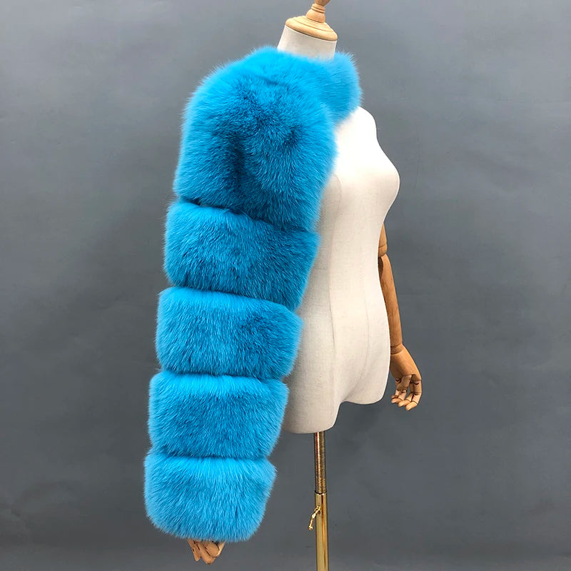 Fur Sleeve Women Fashion Luxury Real Fox Fur Coat Single Sleeve New Arrival