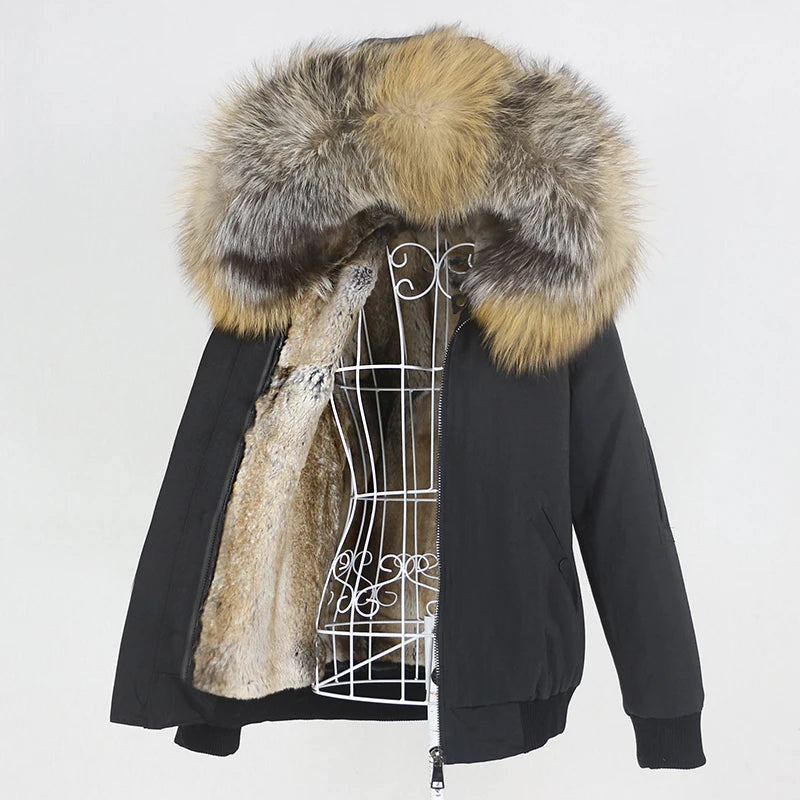 OFTBUY Waterproof Men Bomber Parka Winter Jacket Natural Real Raccoon Fox Fur Coat Collar Hooded Rabbit Liner Streetwear