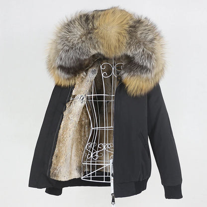 OFTBUY Waterproof Men Bomber Parka Winter Jacket Natural Real Raccoon Fox Fur Coat Collar Hooded Rabbit Liner Streetwear