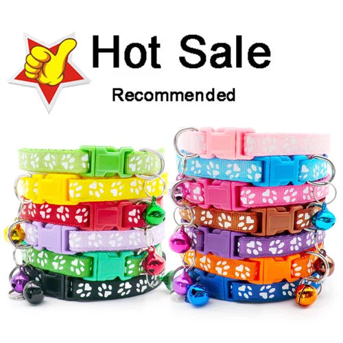 100Pcs Dog Collar With Bells Adjustable Customize Necklace Puppy Kitten Collar Accessories Pet Shop Products Rabbit Neck Strap