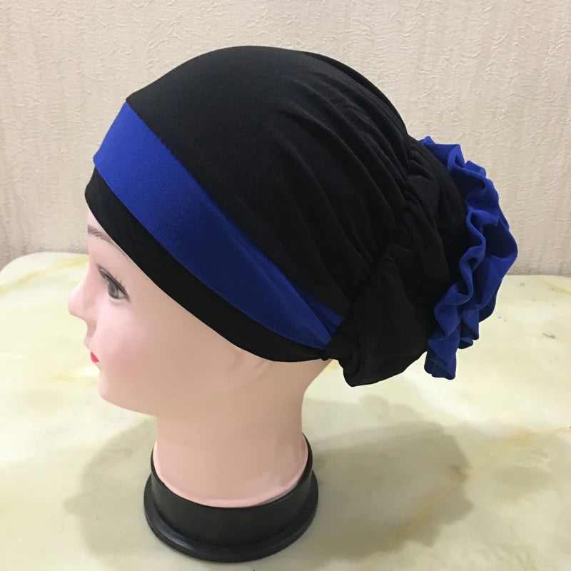H133 Forehead two colors Turban hijab Stretch Inner Hijabs Full cover Caps Ready To Wear Women Head Scarf Under Hijab Bo