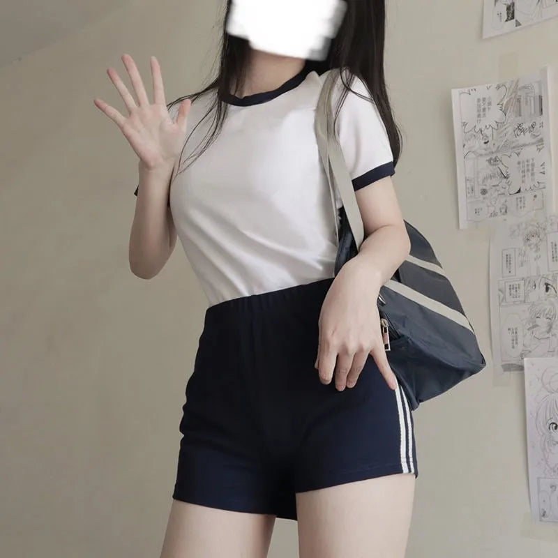 Japanese College Physical Education Sports School JK Uniform Gym Set Volleyball T Shirt Shorts Girl Women Jersey Gymnastics Suit