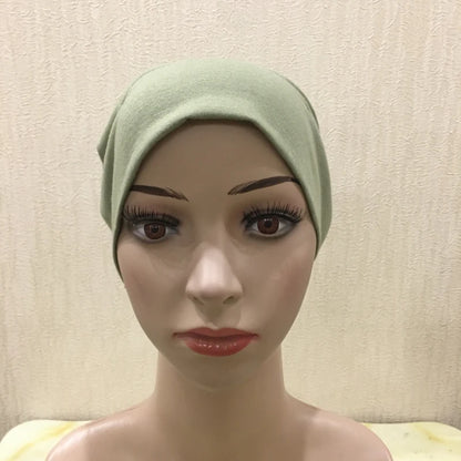 H065 plain tube hats Muslim Turban Pure Color Stretch Inner Hijabs For Caps Ready To Wear Women Head Scarf Under Hijab Bonnet
