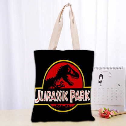 Custom Jurassic Park Logo Tote Bag Reusable Women Canvas Shoulder Bag Handbag Shoulder Pouch Foldable Canvas Shopping Bags