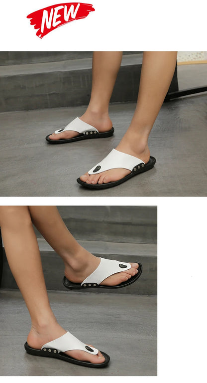 YRZL Slippers Summer Flip-Flops for Men Beach Slippers Brown Sandals Comfortable Shoes Non-Slip Bathroom Shoes  Men Slides