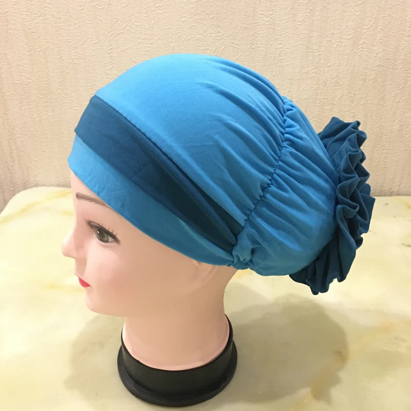 H133 Forehead two colors Turban hijab Stretch Inner Hijabs Full cover Caps Ready To Wear Women Head Scarf Under Hijab Bo