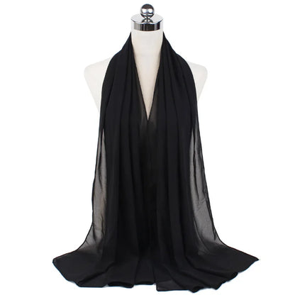 Muslim Chiffon Hijab Scarf Women Long Solid Color Head Wrap For Women Hijabs Scarves Ladies Muslim Veil Jersey Hijabs
