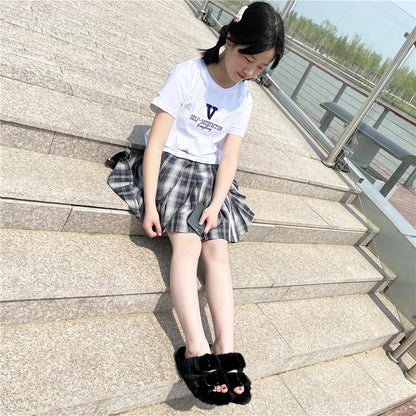 Slippers Ladies Summer Fluffy Mink Fur Slippers 100% Mink Fur Slippers Ladies Sandals 2021 Home Slippers Girls Outdoor Slippers