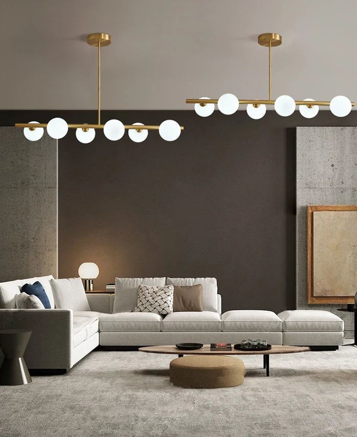 OUDELADILong dining table pendant lights Brass Lighting fixtures living room Restaurant  Kitchen Island Glass ball Chandelier