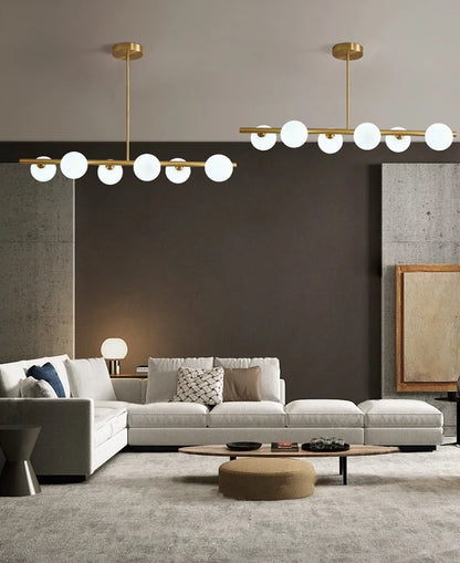 OUDELADILong dining table pendant lights Brass Lighting fixtures living room Restaurant  Kitchen Island Glass ball Chandelier