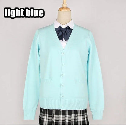 2020 Spring Cosplay School Uniform Sweater For Girls Women Long Sleeve Knitted Japanese Sailor Uniform Cardigans