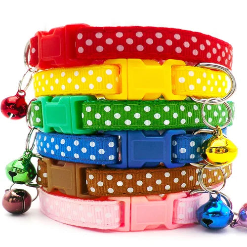 100Pcs Dog Collar With Bells Adjustable Customize Necklace Puppy Kitten Collar Accessories Pet Shop Products Rabbit Neck Strap