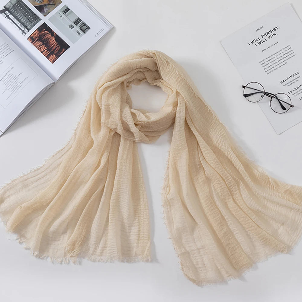 2026 Muslim Fashion Women Crinkle Hijab Scarf Soft Solid Head Scarves Turban Shawls and Wraps Hijab femme musulman kopftuch