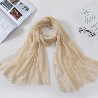 2026 Muslim Fashion Women Crinkle Hijab Scarf Soft Solid Head Scarves Turban Shawls and Wraps Hijab femme musulman kopftuch