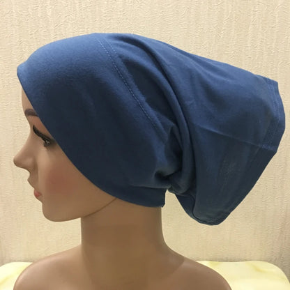 H065 plain tube hats Muslim Turban Pure Color Stretch Inner Hijabs For Caps Ready To Wear Women Head Scarf Under Hijab Bonnet