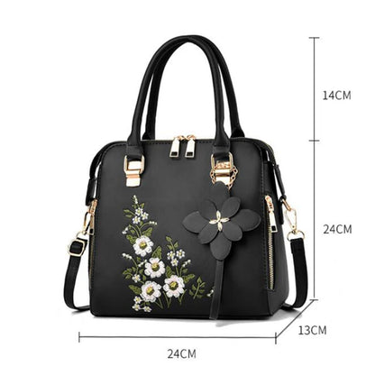 Yogodlns Luxury Embroidery Handbag For Women PU Leather Tassel Crossbody Bag Designer Handle Bag Brand Female Shoudler Bag bolso