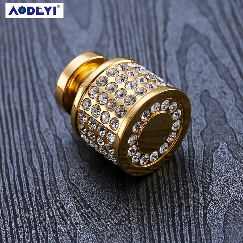 Crystal Drawer Pull Handles Diamond Sliver Wine Wardrobe Decotation Furniture Dresser Kitchen Cupboard Cabinet Knobs Gold Chrome