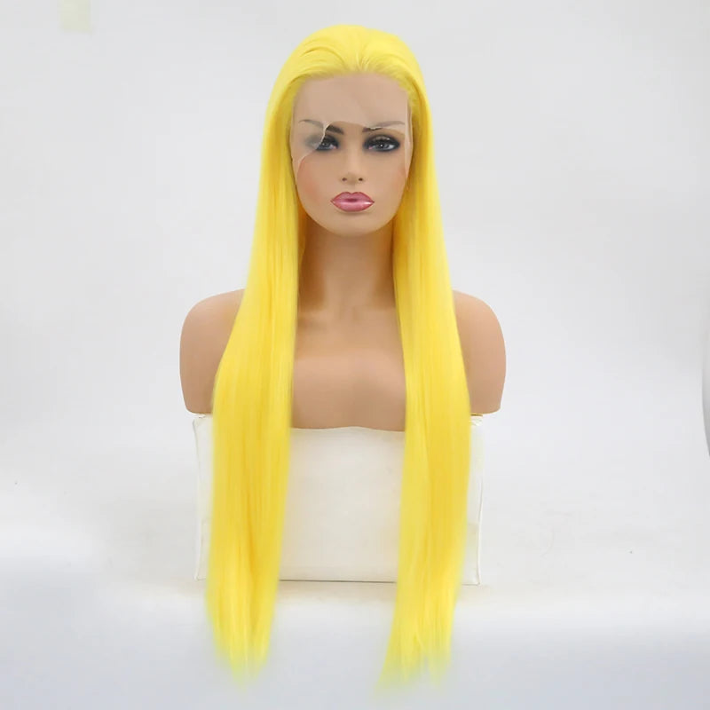 Charisma Blond Wigs Synthetic Lace Front Wig Long Silky Straight Lace Front Wig Heat Resistant Fiber Hair Cosplay Wigs For Women