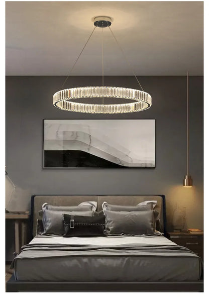 Modern Luxury Led Dimmable Pendant Lights Lustre Living Room Chandelier Lamp Fixtures Foyer Shiny Steel  Luminarias Light