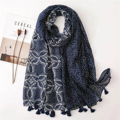 2020 New Fashion Print Summer Women cotton Scarf Polka Dot Beach Hijab Shawls and Wraps Female Foulard Echarpe Designer Bandana