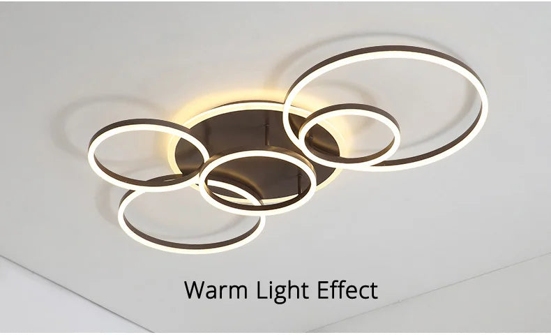 Modern Round Design Ceiling Lights For Living Room Bedroom Gold White Coffee Painted  Circle Rings Lighting Fixtures Luminaire