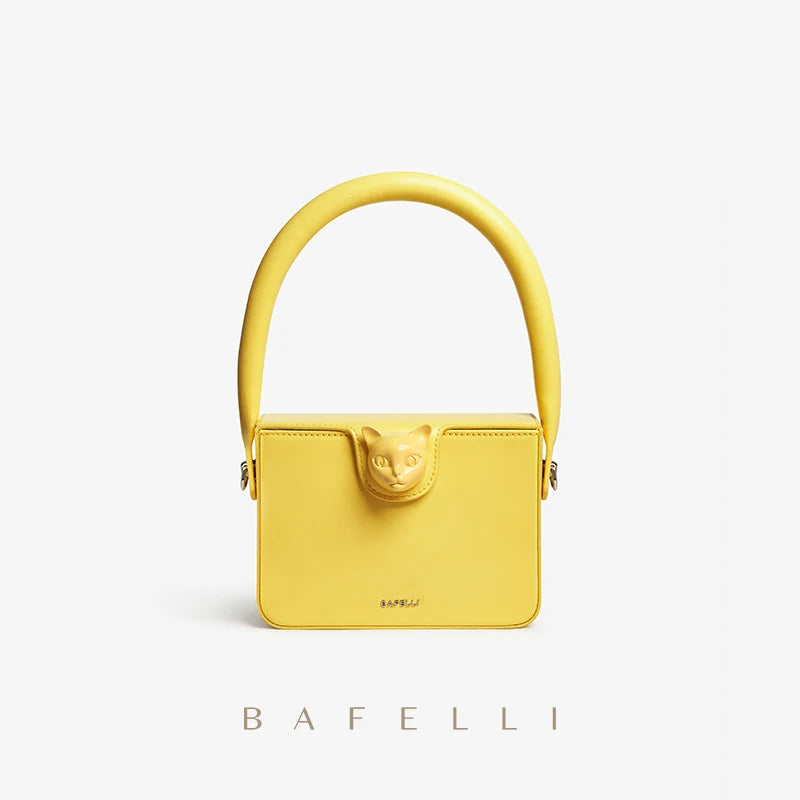BAFELLI 2026 BAGS FOR WOMEN'S HANDBAG FASHION TREND BOXY LUXURY DESIGNER BRAND GENUINE LEATHER ORIGINAL FLAP PURSE EVENING CAT