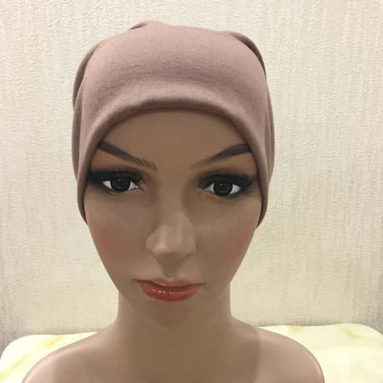 H065 plain tube hats Muslim Turban Pure Color Stretch Inner Hijabs For Caps Ready To Wear Women Head Scarf Under Hijab Bonnet